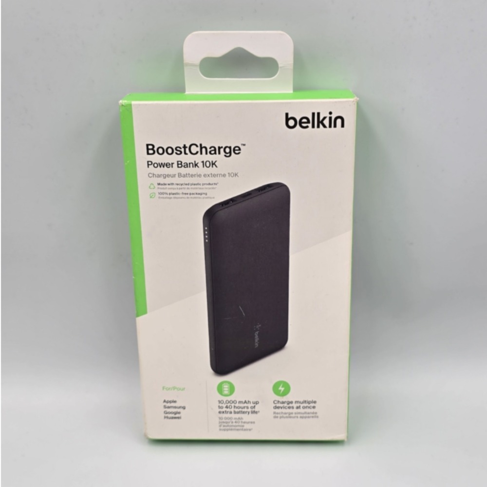 New Belkin Boostcharge 10k‎ PowerBank Black USB-A to USB-C Cable OPEN BOX.
